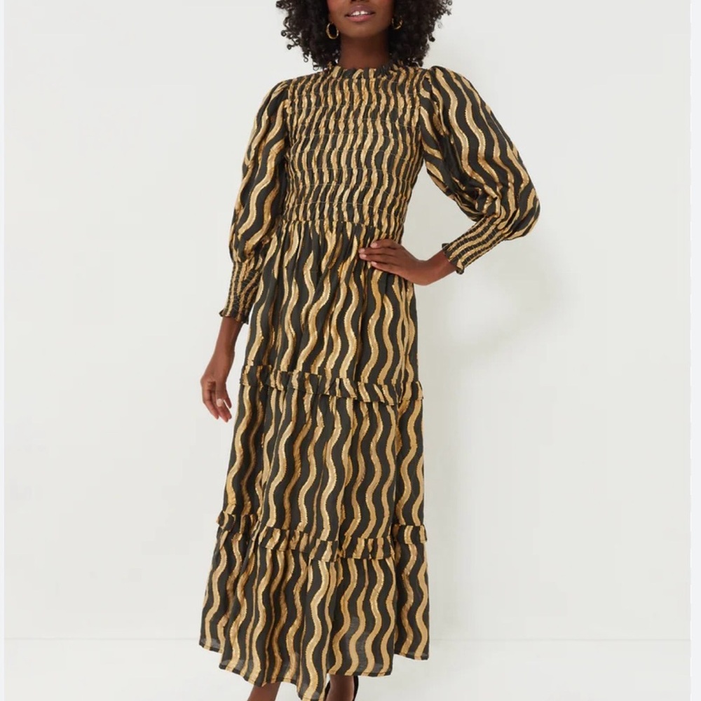 Oliphant Black and Gold Long Sleeve Dress